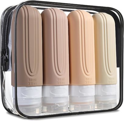 Dark Apricot Silicone Travel Toiletry Bottles Kit 90ml TSA Approval