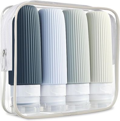 Gray Refill Toiletry Silicone Travel Bottle Kit Leak Proof 3oz