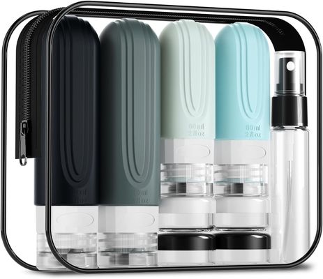 16 Pack Cosmetic Silicone Travel Bottle Set Gray Leak Proof Reusable