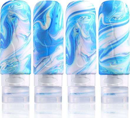 Titanium Blue Color Silicone Travel Toiletry Bottle Set Leak Proof 90Ml