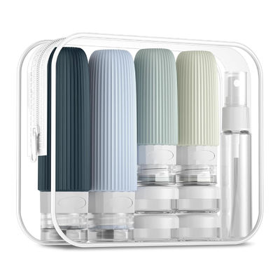 16 Pack Gray Travel Silicone Toiletry Bottles Refillable TSA Approved