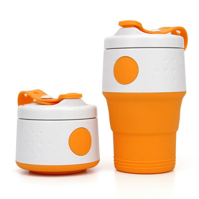 395ml Silicone Foldable Cup Collapsible Coffee Cup Reusable With Lid Sport