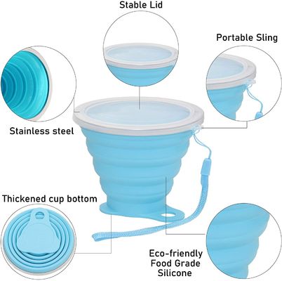 Custom Logo Travel Silicone Foldable Cup BPA Free Collapsible 270ml