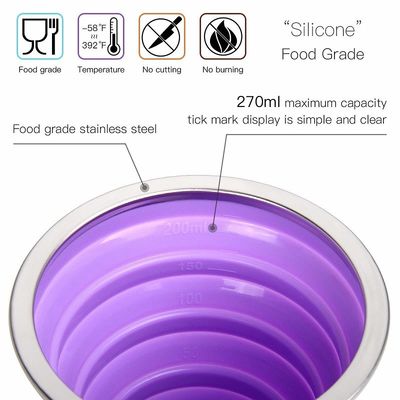 Custom Logo Travel Silicone Foldable Cup BPA Free Collapsible 270ml