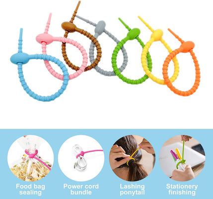 Zip Reusable Silicone Cable Ties Adjustable 8.5 Inch Colorful