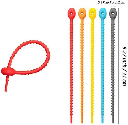 Zip Reusable Silicone Cable Ties Adjustable 8.5 Inch Colorful