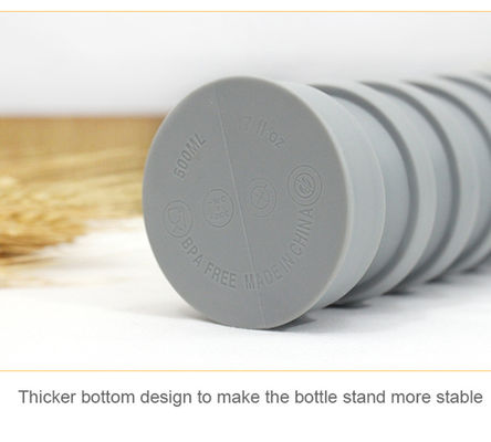 500ml Folding Silicone Bottle With Full Color / Silkscreen Printing Logo