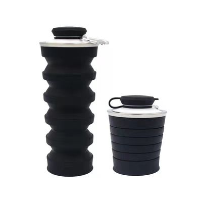 500ml Folding Silicone Bottle With Full Color / Silkscreen Printing Logo