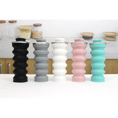 500ml Folding Silicone Bottle With Full Color / Silkscreen Printing Logo