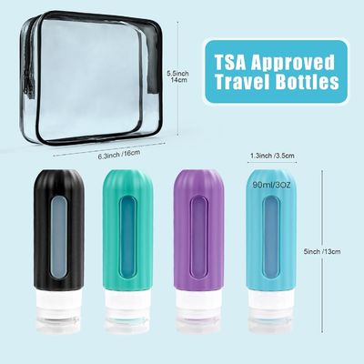 Silicone Travel Bottle Set 3oz/90ml With Clear Window