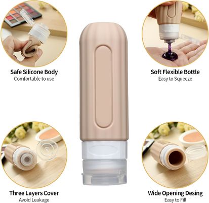 Compact Silicone Travel Toiletry Bottles Squeezable Bpa Free 3Oz