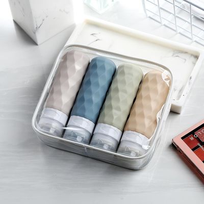 Refill Silicone Travel Shampoo Bottle Set Coffee Color Leak Proof 90 ml
