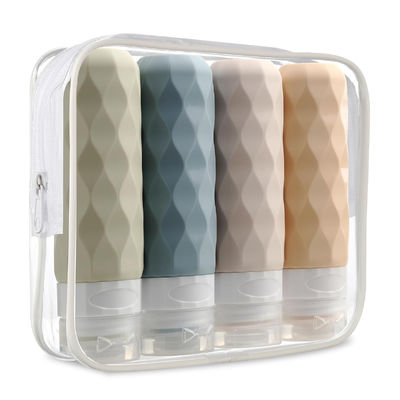 Refill Silicone Travel Shampoo Bottle Set Coffee Color Leak Proof 90 ml