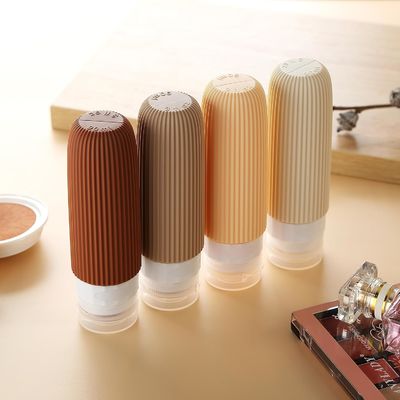 Cream White Toiletry Silicone Travel Bottles Refillable 3oz