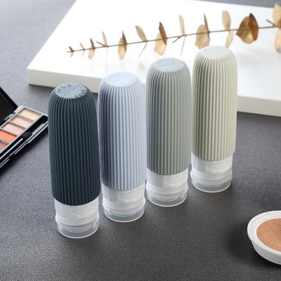 Gray Refill Toiletry Silicone Travel Bottle Kit Leak Proof 3oz