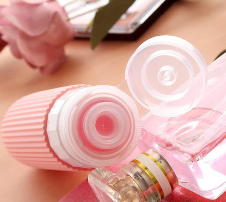 Pink Silicone Travel Toiletry Bottles Kit Leak Proof 90ml With Printed Logo