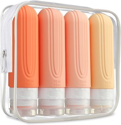 Pink Essential Silicone Travel Bottle Set 90ml for Toiletries