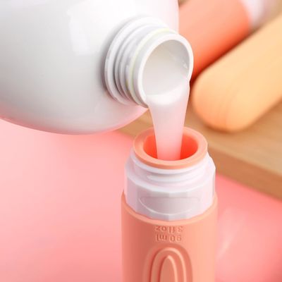 Pink Essential Silicone Travel Bottle Set 90ml for Toiletries