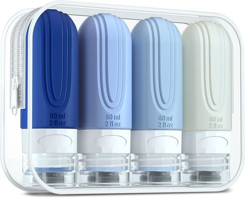 Ocean Blue Toiletries Silicone Travel Bottle Set Reusable 60ML