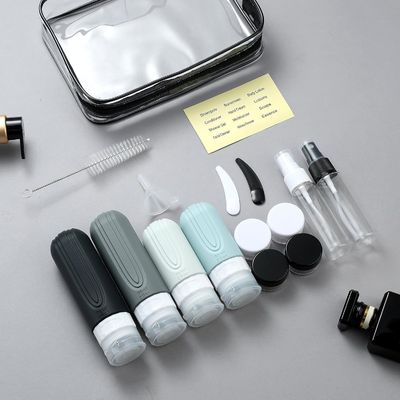 16 Pack Cosmetic Silicone Travel Bottle Set Gray Leak Proof Reusable