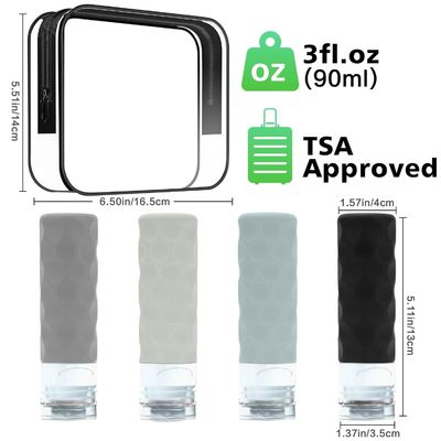Toiletries Cosmetic Silicone Travel Bottle Set Leak Proof 90ml