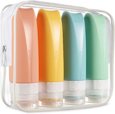 Food Grade Silicone Refillable Bottle Travel Set 80ml With Leak Proof Lid