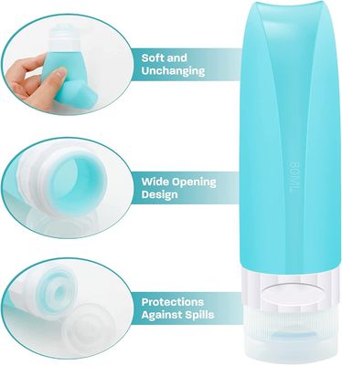 Food Grade Silicone Refillable Bottle Travel Set 80ml With Leak Proof Lid