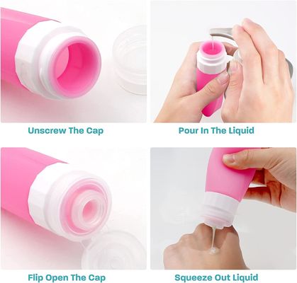 Food Grade Silicone Refillable Bottle Travel Set 80ml With Leak Proof Lid
