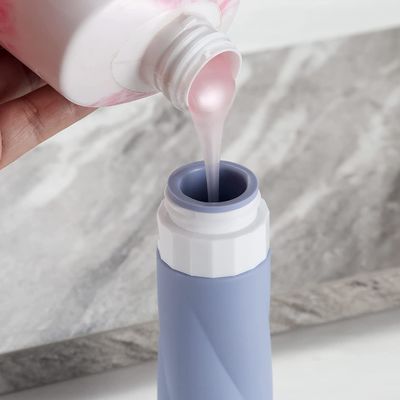 Cosmetic Refill Squeeze Silicone Travel toiletry Bottles Blue Braid Shape 3Oz