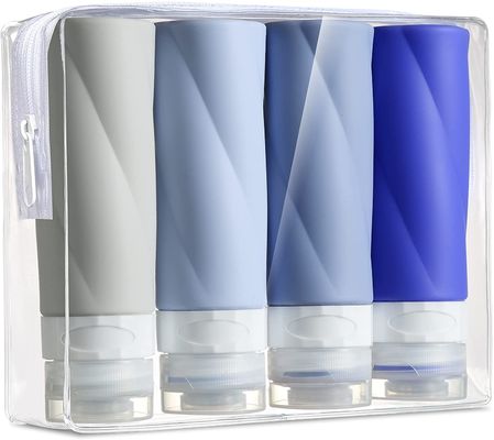 Cosmetic Refill Squeeze Silicone Travel toiletry Bottles Blue Braid Shape 3Oz