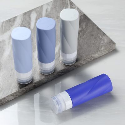 Cosmetic Refill Squeeze Silicone Travel toiletry Bottles Blue Braid Shape 3Oz