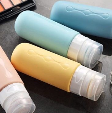 Toiletries Cylinder Refillable Silicone Travel Bottles Set Squeezable 3Oz