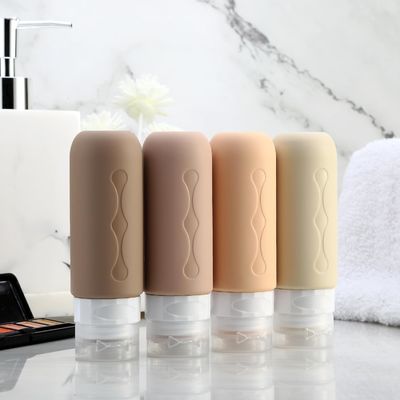 Cylinder Refillable Silicone Travel Bottle Set Apricot Color 3Oz