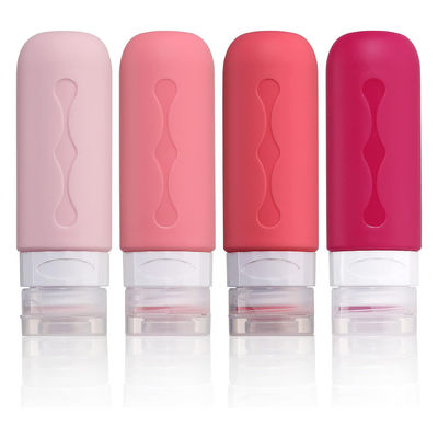 Red Color Refillable Silicone Travel Bottle Set 3Oz For Toiletries