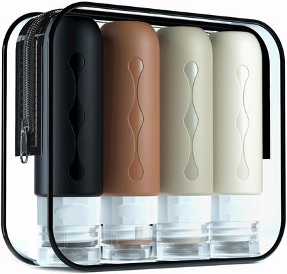 Wide Mouth Refillable Silicone Travel Bottle Kit Coffee Color 3oz/90ml