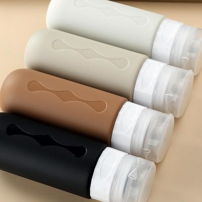 Wide Mouth Refillable Silicone Travel Bottle Kit Coffee Color 3oz/90ml