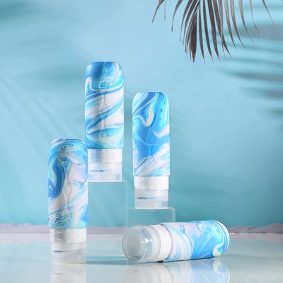 Titanium Blue Color Silicone Travel Toiletry Bottle Set Leak Proof 90Ml
