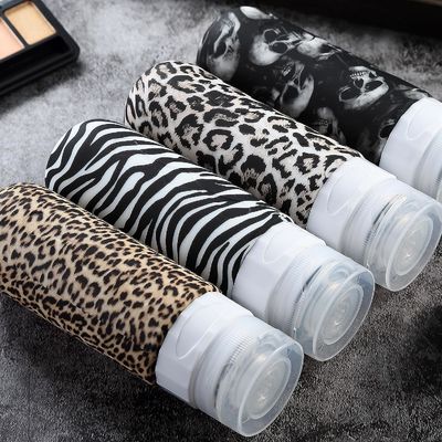 Leopard Grain Squeeze Silicone Travel Toiletry Bottle Set Refillable Leak Proof 90Ml