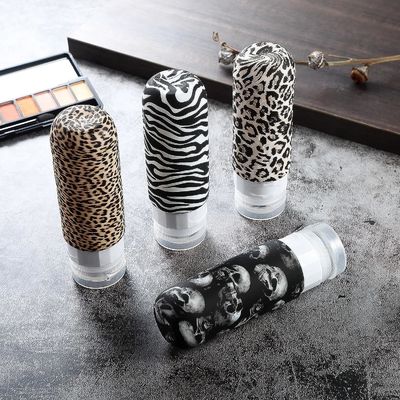 Leopard Grain Squeeze Silicone Travel Toiletry Bottle Set Refillable Leak Proof 90Ml