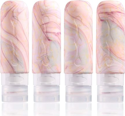 Toiletries Silicone Travel Bottle Kit 3oz Marble Color TSA Approved