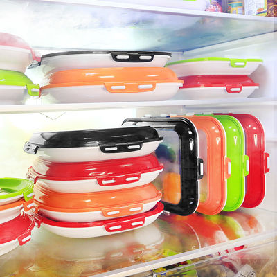 Square Kitchen Food Storage Tray Reusable With Stretched Lid