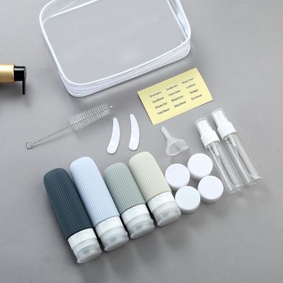 16 Pack Gray Travel Silicone Toiletry Bottles Refillable TSA Approved