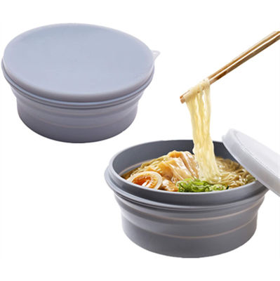 Outdoor Travel Food Grade Silicone Collapsible Bowls Folding With Lid
