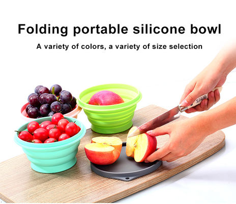 Outdoor Travel Food Grade Silicone Collapsible Bowls Folding With Lid