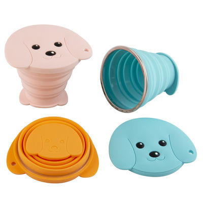 Customized Puppy Silicone Foldable Cup 180ml With Hand Strap