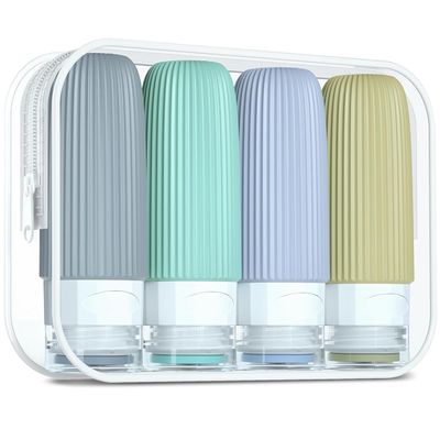 Mint Green Silicone Travel Toiletries Bottles Set Reusable Leak Proof 60ML