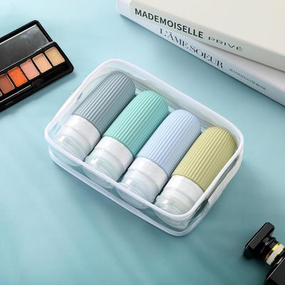 Mint Green Silicone Travel Toiletries Bottles Set Reusable Leak Proof 60ML