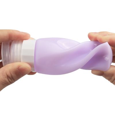 Toiletries Squeeze Silicone Travel Bottle Set Refillable Square Shape 90ml