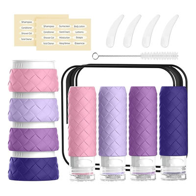 Durable Silicone Travel Bottle Set - 16 Piece Leak Proof TSA Approved Refillable Travel Containers with Wide Mouth Design