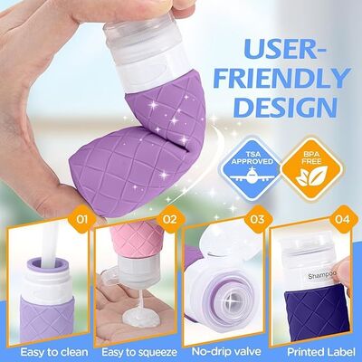 Durable Silicone Travel Bottle Set - 16 Piece Leak Proof TSA Approved Refillable Travel Containers with Wide Mouth Design